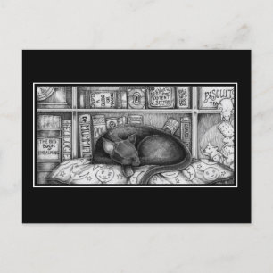 Carte Postale Chat de bibliothèque victorienne