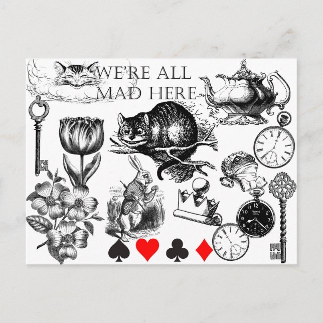 Carte Postale Chat de Cheshire classique alice au pays des merve (Devant)