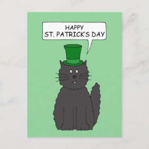 Carte Postale Chat de dessin animé de la Saint Patrick dans un C