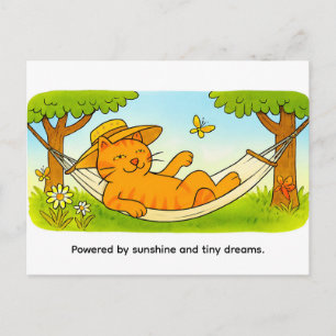Carte Postale Chat de dessin animé mignon se relaxant dans un ha