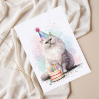 Chat de fête blanc et duveteux – Chat au chapeau d