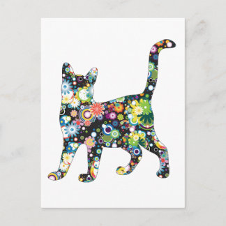 CARTE POSTALE CHAT DE FLEURS