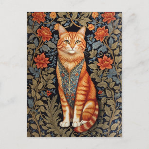 Carte Postale Chat de gingembre William Morris Inspiré Floral