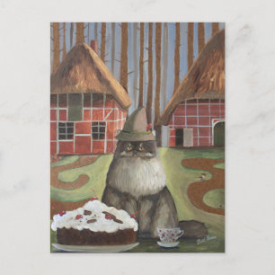 Carte Postale Chat de la Forêt-Noire allemande avec gâteau