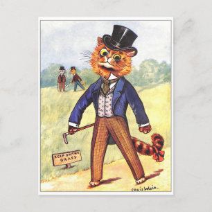Carte Postale Chat de mode par Louis Wain Card