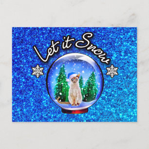 Carte Postale CHAT DE NEIGE XMAS Merci/Salutations/INVITATION -