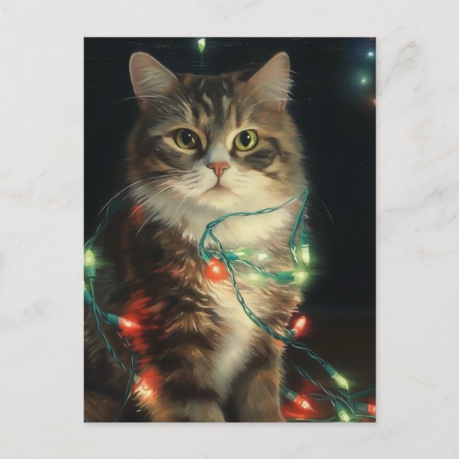 Carte Postale Chat de Noël (Devant)