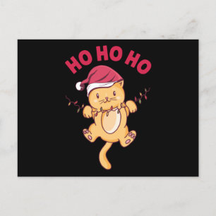 Carte Postale Chat de Noël Ho Ho