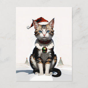 Carte Postale chat de Noël mignon