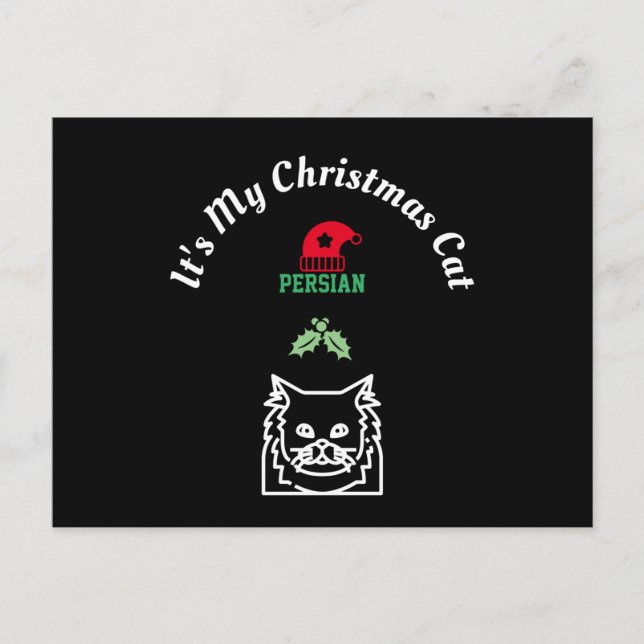 Carte Postale Chat de Noël - Persan (Devant)
