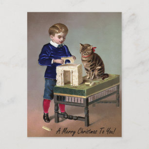 Carte Postale Chat de Noël victorien