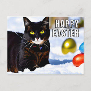Carte Postale Chat de Pâques heureux