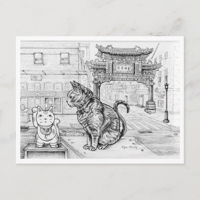 Carte Postale Chat de Philly à Chinatown (Devant)
