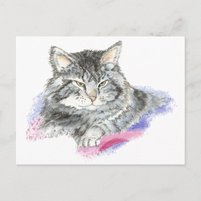 Carte Postale Chat de repos - Collection d'aquarelle animale (Devant)