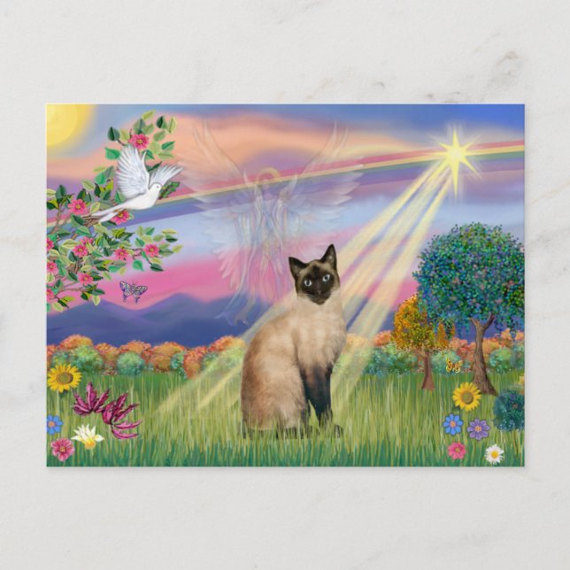 Carte Postale Chat de Siamese - Cloud Angel (Devant)