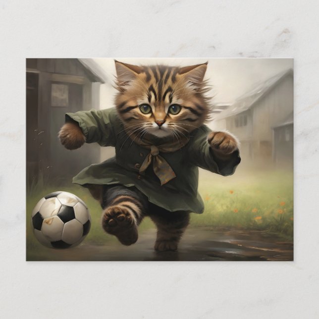 Carte Postale Chat de soccer mignon (Devant)