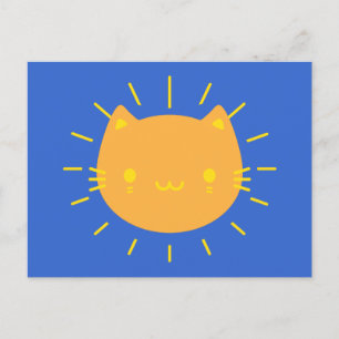 Carte Postale Chat de soleil Kawaii
