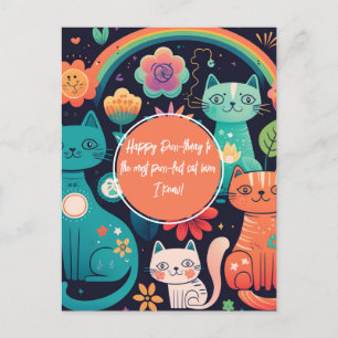 Carte Postale Chat de style Boho mignon Anniversaire