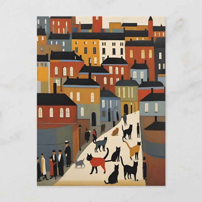 Carte postale Chat de style faible (Devant)