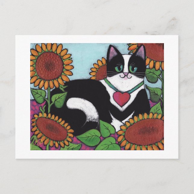 Carte Postale Chat de tournesol (Devant)