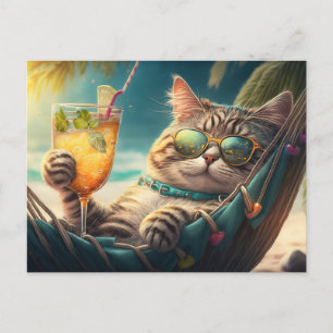 Carte Postale Chat de vacances
