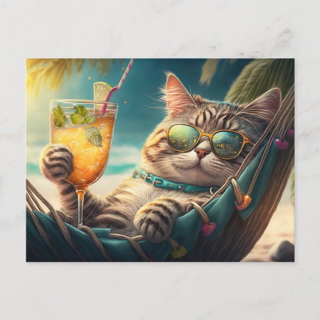 Carte Postale Chat de vacances (Devant)