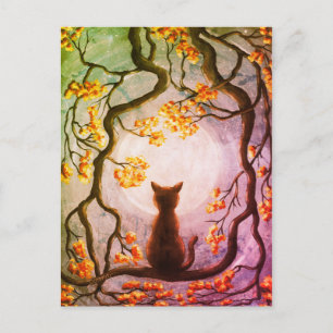Carte Postale Chat de Whimsical dans l'art de peinture de Pleine