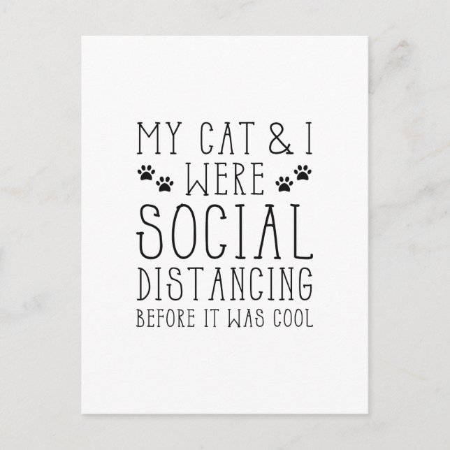 Carte Postale Chat Distant Social (Devant)