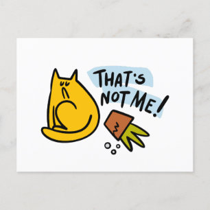 Carte Postale Chat drôle et pot de fleurs renversé