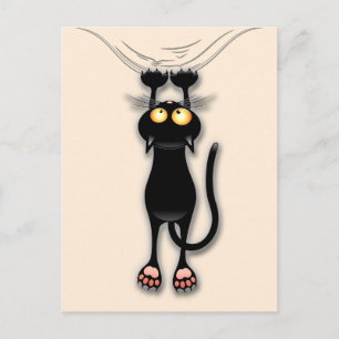 Carte Postale Chat drôle Personnage Grattant Tissu