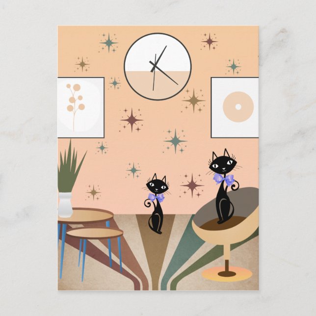 Carte Postale Chat Du Milieu Du Siècle Moderne (Devant)