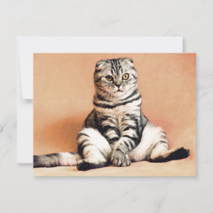 Carte Postale Chat écossais plié assis sur un canapé-poste
