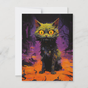 Carte Postale Chat éffrayant de Little Halloween