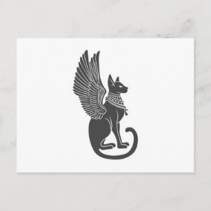 Carte Postale Chat égyptien avec ailes - Choisissez la couleur a