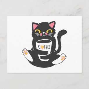 Carte Postale Chat embrassant une tasse de café - Choisir colo a