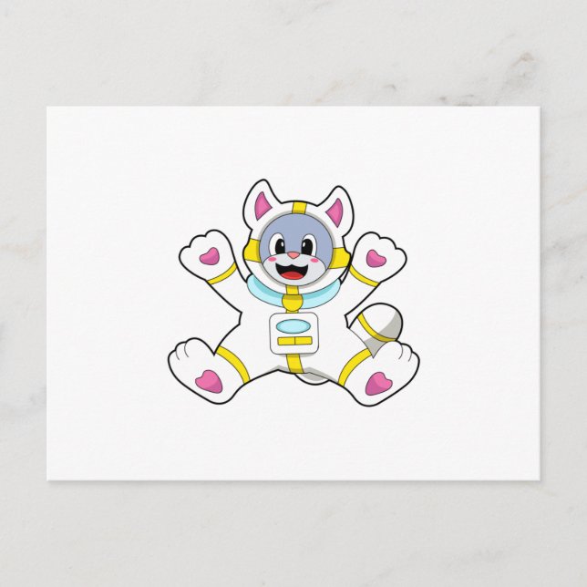 Carte Postale Chat en astronaute en costume (Devant)