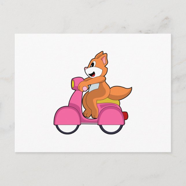 Carte Postale Chat en motard avec scooter.PNG (Devant)