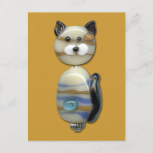 Carte Postale Chat en perle de verre Brown bleu