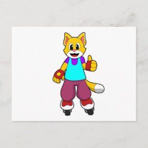 Carte Postale Chat en tant que Patinage avec Patins en ligne