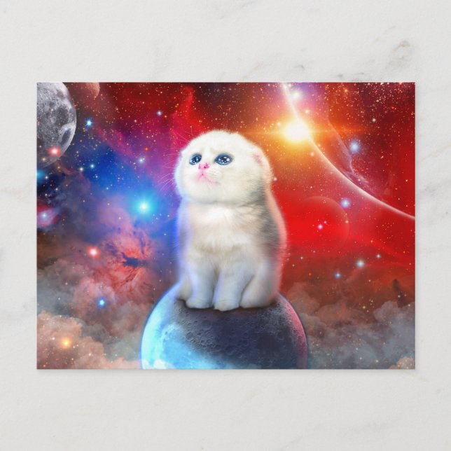 Carte Postale Chat en train de pleurer dans l'espace (Devant)