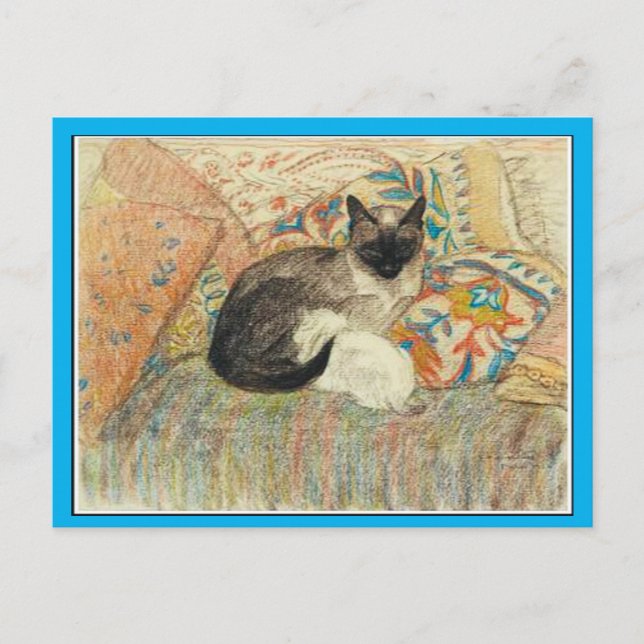 Carte Postale Chat et chaton siamois, Art de Steinlen, Art (Devant)