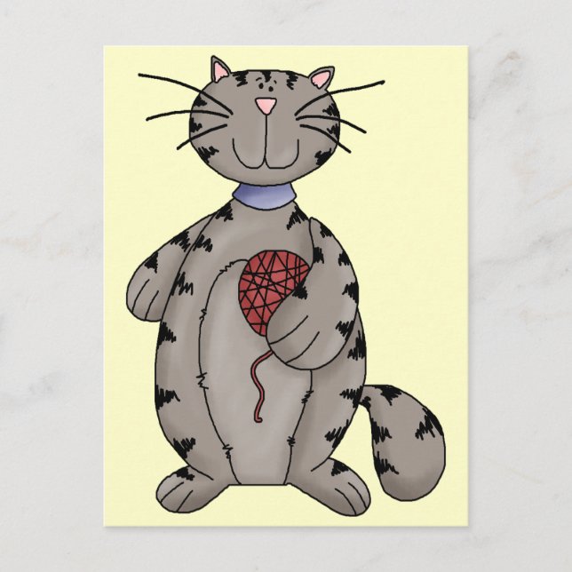 Carte Postale Chat et fils (Devant)