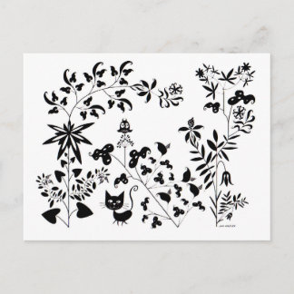 Carte Postale Chat et hibou