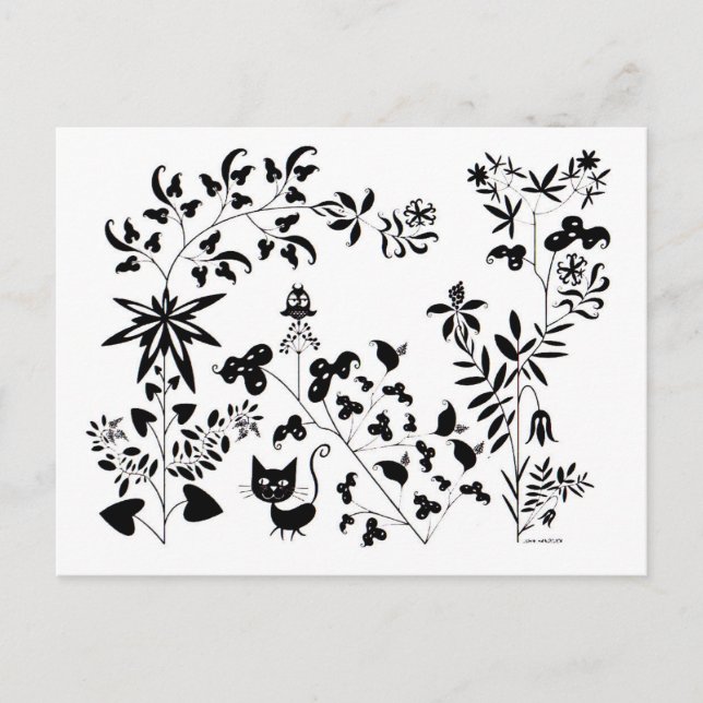 Carte Postale Chat et hibou (Devant)