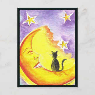 Carte Postale Chat et Lune