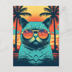 Carte Postale Chat Exotique Shorthair avec lunettes de soleil à 