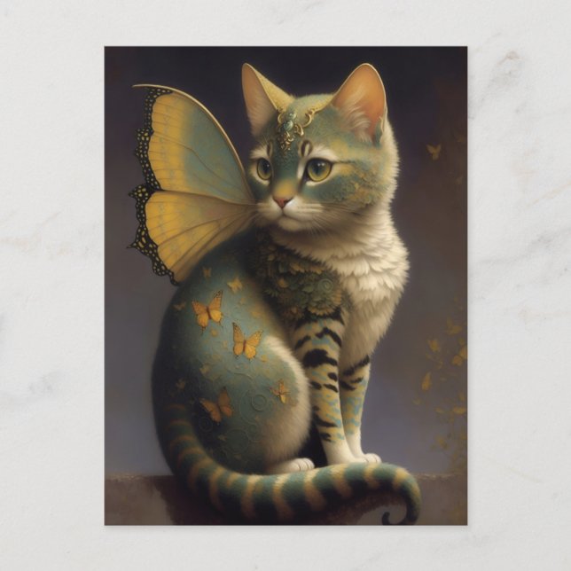 Carte Postale Chat Fée Capricieux (Devant)