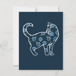 Carte Postale Chat Fleur Bleu Daisy Chats