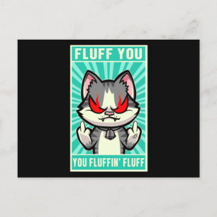 Carte Postale Chat Fluff You Middle Finger Kitten Kitty Animal c