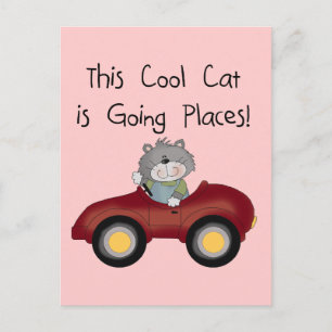 Carte Postale Chat Going Places Chemises rouges Voiture et cadea